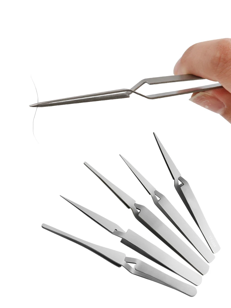 1PC Tweezers Stainless Steel Non-slip Cross Lock Reverse Action Tweezer Save Effort Maintenance Tools tweezer tool