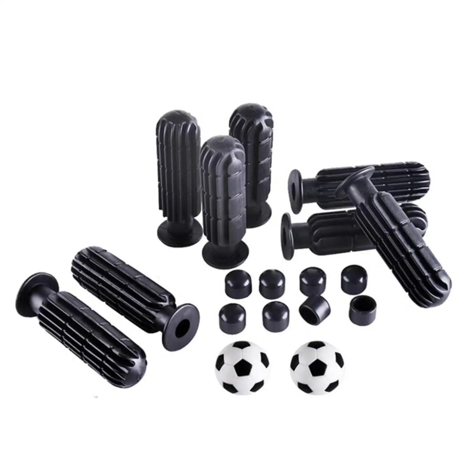 8 Pieces Foosball Handle Grips with 2 Small Footballs Practical Portable Accessories Parts Kids Replaceable with 8 End Plug