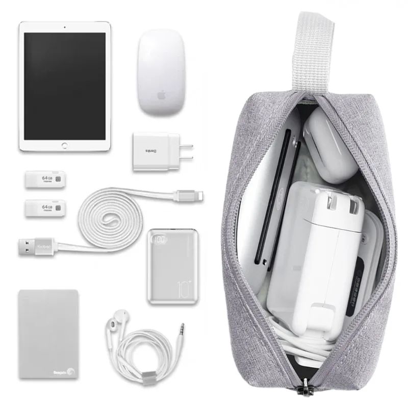 휴대용 대용량 스토리지 백, 와이어 충전기, 디지털 USB 가제트, 보조배터리 데이터 케이블, 정리함 여행 액세서리