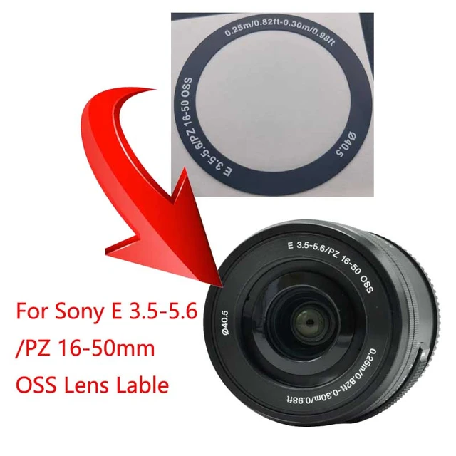 ロゴ付きの新しいステッカー1枚,sony e 3.5-5.6 pz 16-50mm,黒と