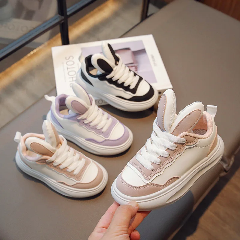 

Boys Girls Cute Rabbit Shoes Children Korean Style Sneakers Student Shoes Kids Comfortable Bottom Sport Shoes New Casual Flats