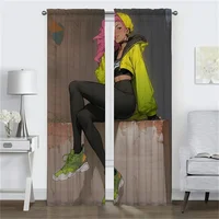 Curtains Child Room Street Punk Girl Window Curtain for Room 2 Panel Home Interior Curtains Tulle for Bedroom Shades Partition 2