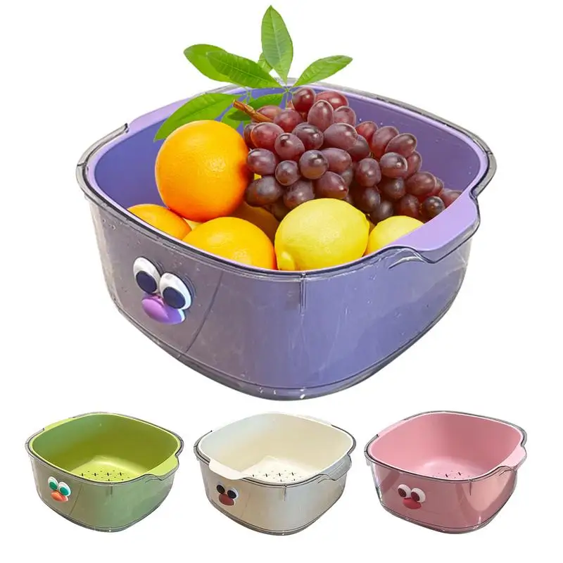 Collapsible Drain Basket Kitchen Colanders Bowl Set 2-layer Draining Basket Food Drain Basin Kitchen Sink Vegetable Drainer Fruit Basket Washing basin