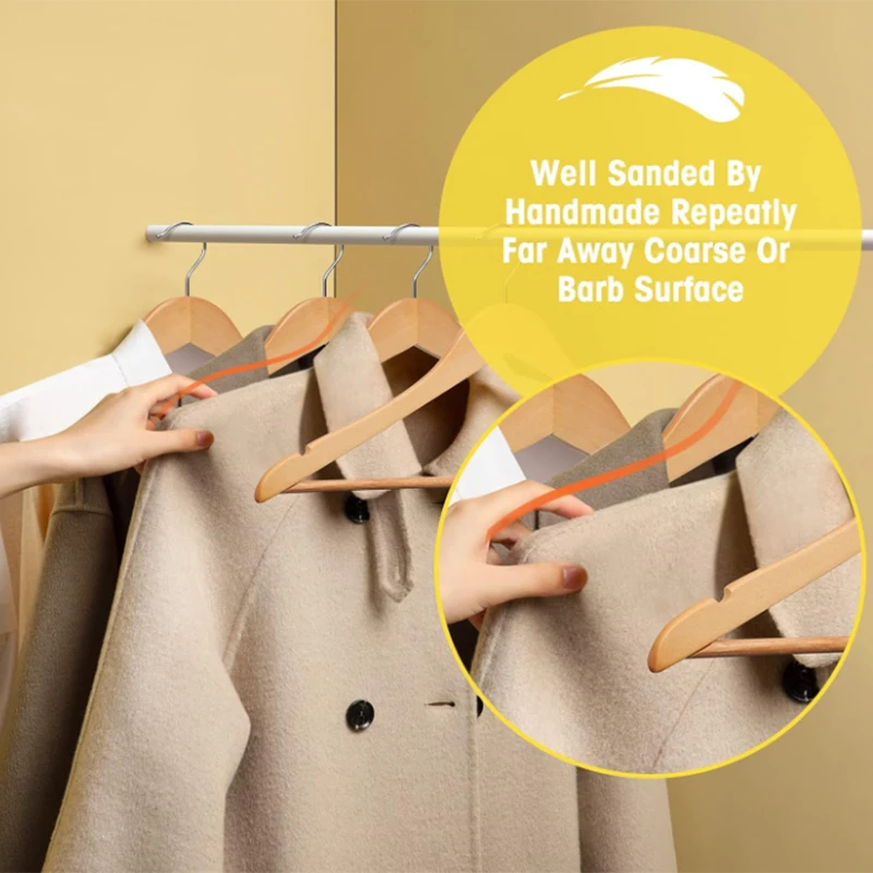 5/10/20Pack Premium Wooden Hangers,Durable Coat Rack with Chrome Swivel Hook for Closet,Retro Solid Wood Hanger for Jackets Suit 3