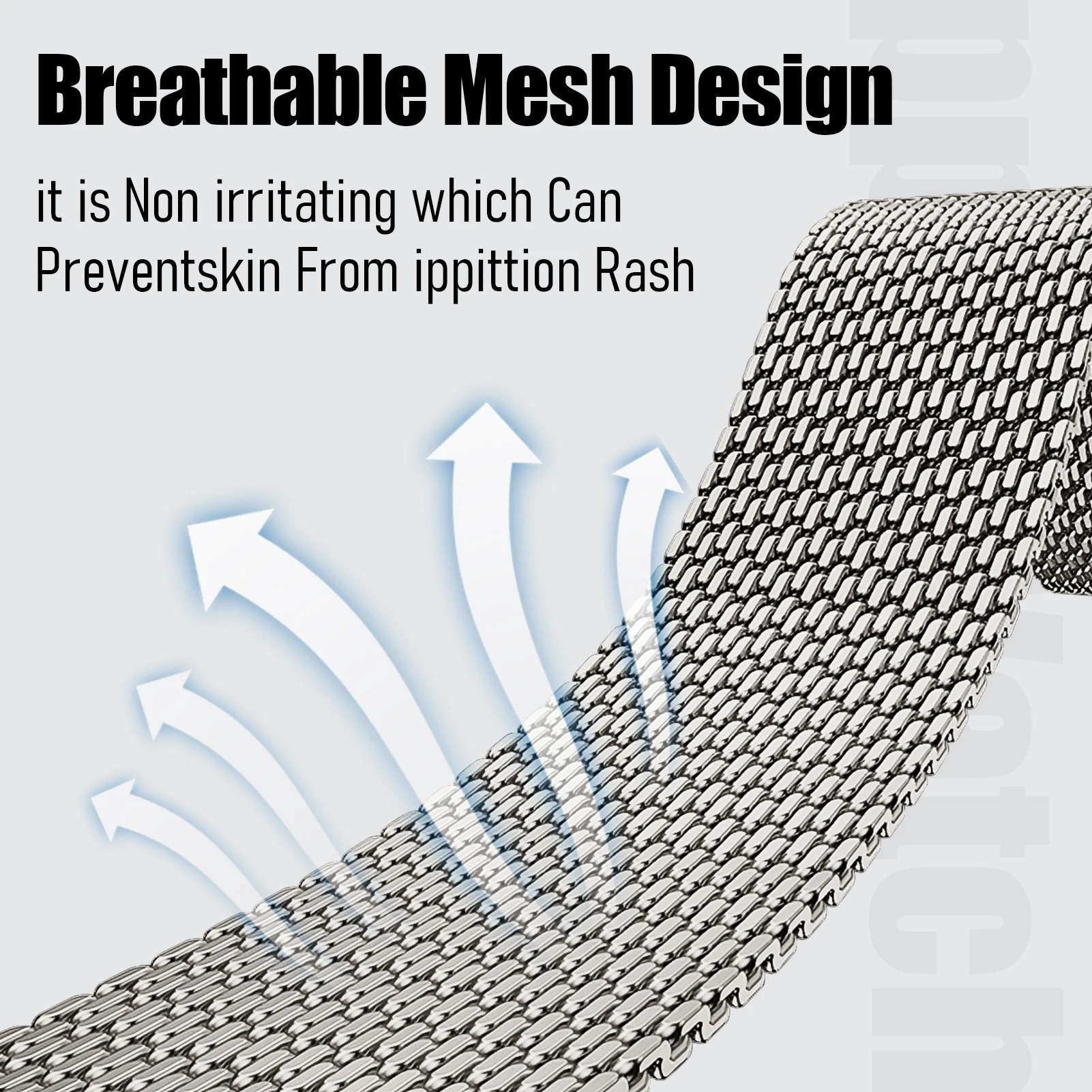 Thick Milanese Loop Stainless Steel Magnetic Smart Watch Bracelet Strap
