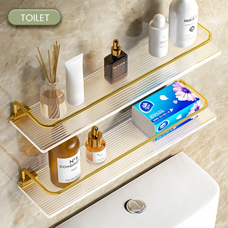 Luxury Bathroom Shelf With Towel Holder Acrylic Shampoo Storage Racks  No-drilling Bathroom Holder Bathroom Organizer Shelves - AliExpress