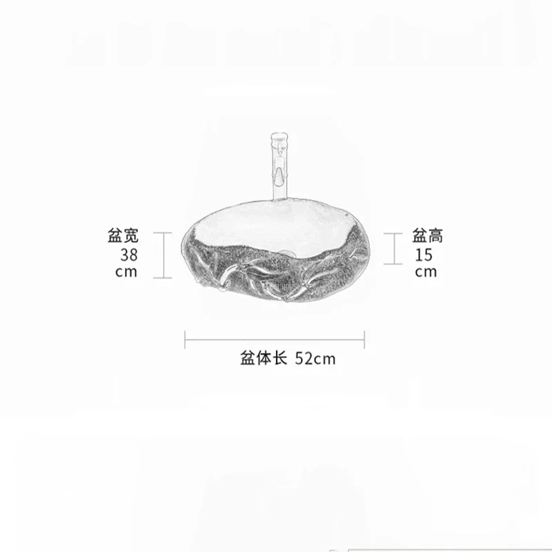 Description Picture 5 of itemChinese Imitation Stone Resin Bathroom Sinks Creative Art Bathroom Wash Basin Modern Household Countertop Basin Carving Basin