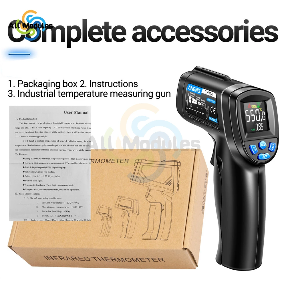 Handheld Infrared Surface Heat Thermometer Reader for Cooking