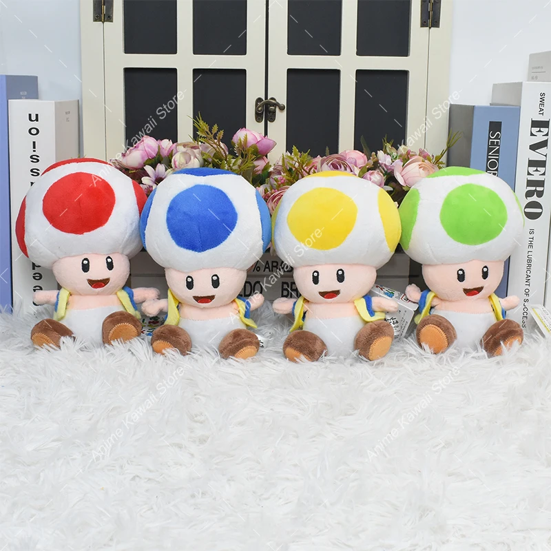 Kawaii Mario Bros Plush Toy Mushroom Toad Toadette Soft Stuffed Doll For Kids