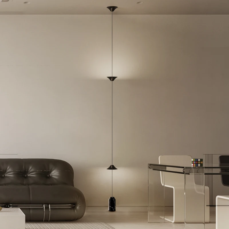 Modern Living Room Hallway Wall Floor Lamp Cone Design Art Decorative Iron Hanging Cable Floor Lamp for Bedroom Indoor LED