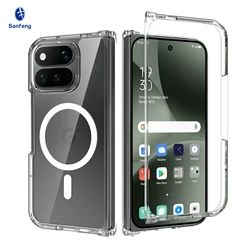 Magnetic Shockproof Matte Acrylic Case with Magsafe Wireless Charging Compatibility for Pixel 11 Pro Fold (Transparent)