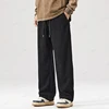 OUSSYU Brand Autumn Winter Men's Stripe Corduroy Pants Elastic Waist Drawstring Straight Thick Outdoors Loose Casual Trousers 2