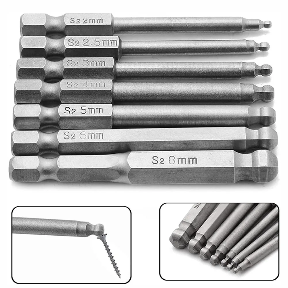

1pc Hex Screwdriver Bit 65mm Magnetic Ball End Hexagon Head Hex Screwdriver Bits Drill Tools H2-H8 For Screwdriver Tools