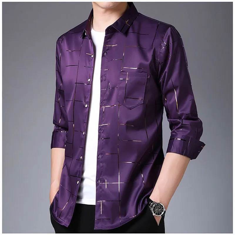 Spring KPOP Fashion Style Harajuku Slim Fit Ropa Hombre Loose Casual All Match Shirt Pockets Lattice Button Long Sleeve Blusa