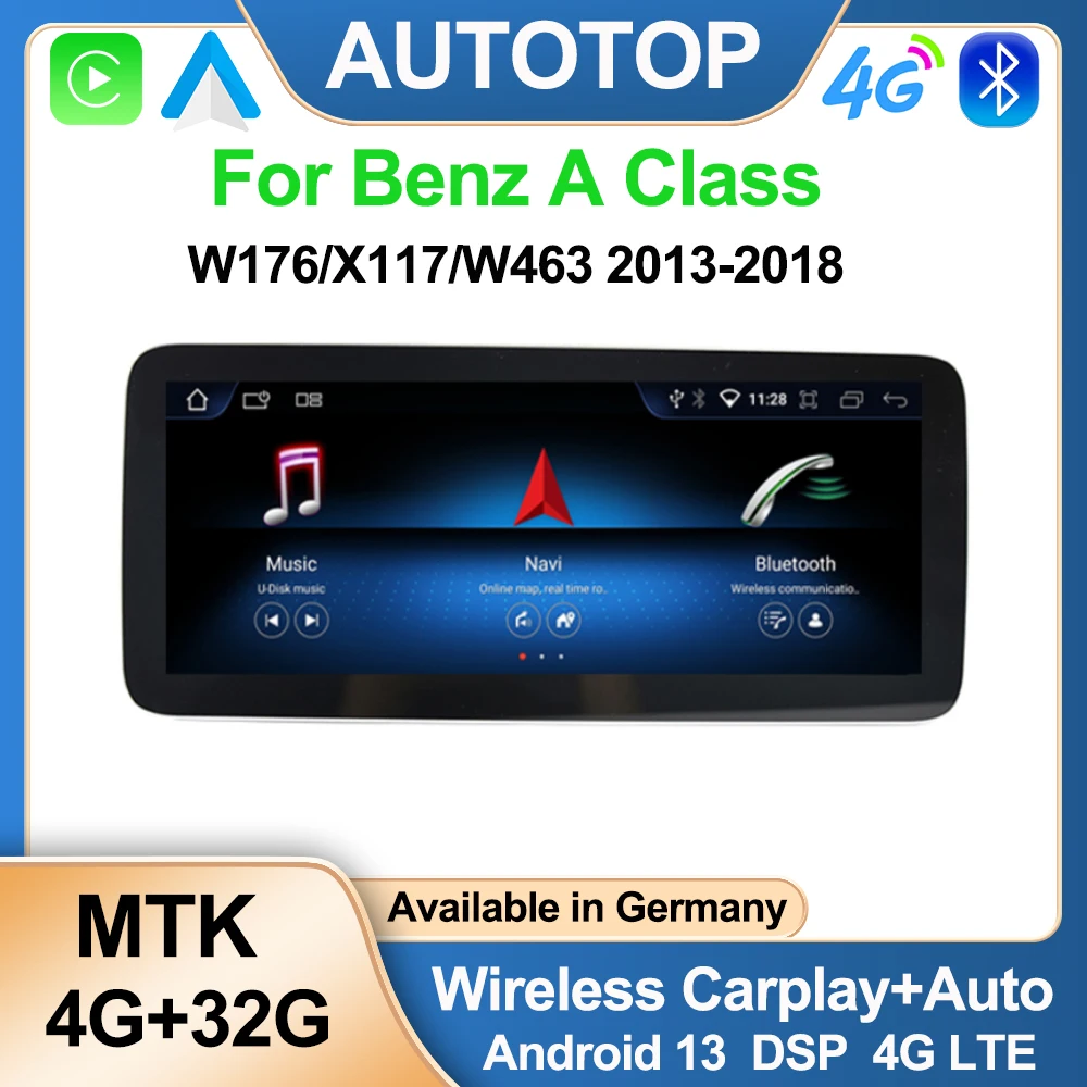 AUTOTOP Android 14 Car Multimedea Stereo Player for Mercedes Benz A Class W176 GLA X156 CLA C117 Wireless Carplay Android Auto