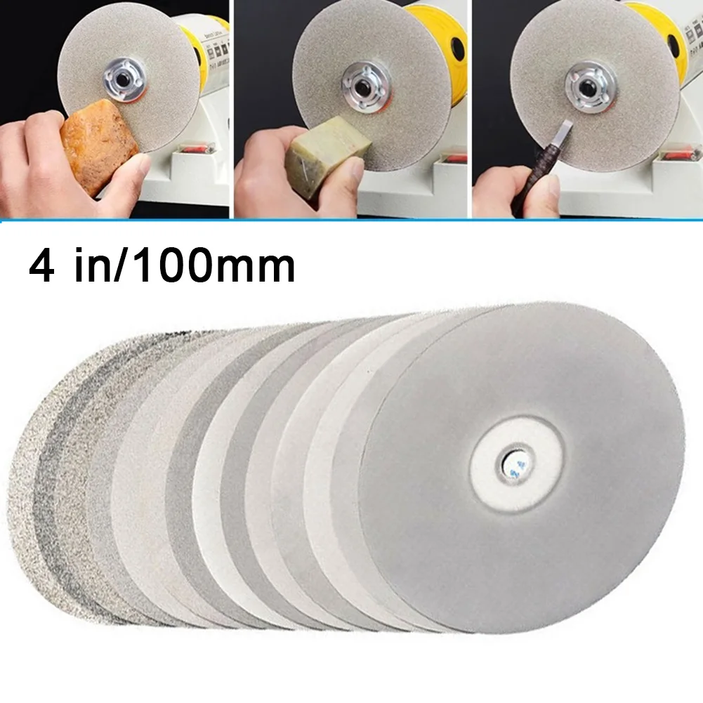 Grinding Wheel Disc 4" 100mm Diamond Coated 80-2000# Flat Lap Wheel Lapidary Grinding Polishing Disc Power Tool Sanding Disc