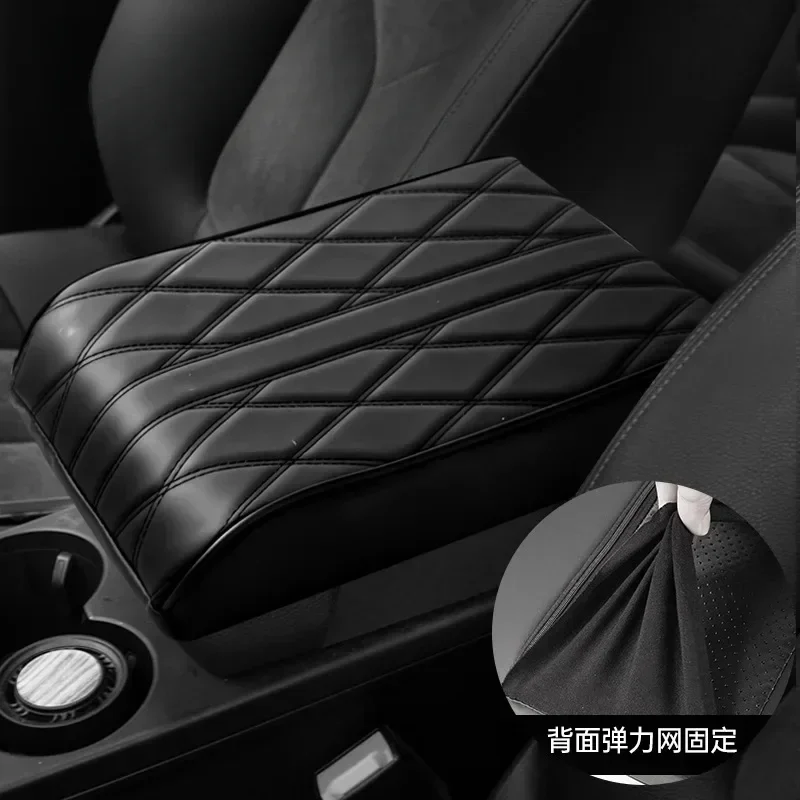 thumbnail image 1 of Alfombrilla para reposabrazos de coche de cuero sintético con bordado de ondas, protección para reposabrazos de consola central, almohadilla para caja de almacenamiento de reposabrazos de coche, 1 of 5