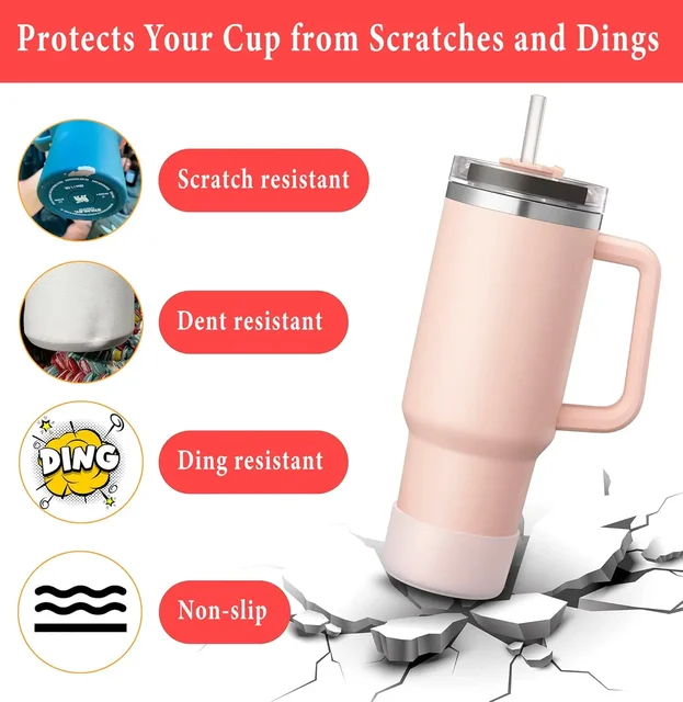 2Pcs Silicone Boot for Stanley Cup Accessories Tumbler Protective Cup Bottom Sleeve Cover Fits 30oz 40oz 2