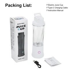 Compact Rechargeable Electric Juice Blender with Ice Crushing Power (WHITE)