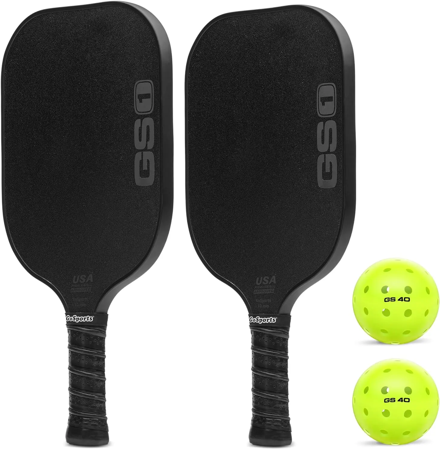 

GS1 Pickleball Paddles Set of 2 with 2 Pickleballs - USAPA Approved Fiberglass Pickleball Paddles