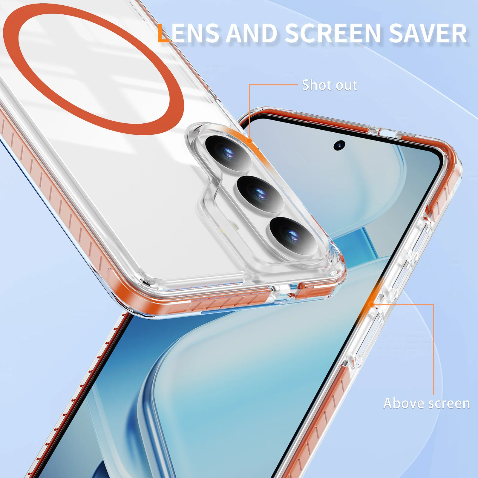 Enhanced Magnetic Transparent Shockproof Phone Case with Airbag Protection