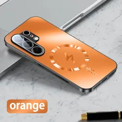 Magnetic Wireless Charging Case with Lens Protection and Shockproof Cover for Tecno Camon 50 Ultra (Orange)