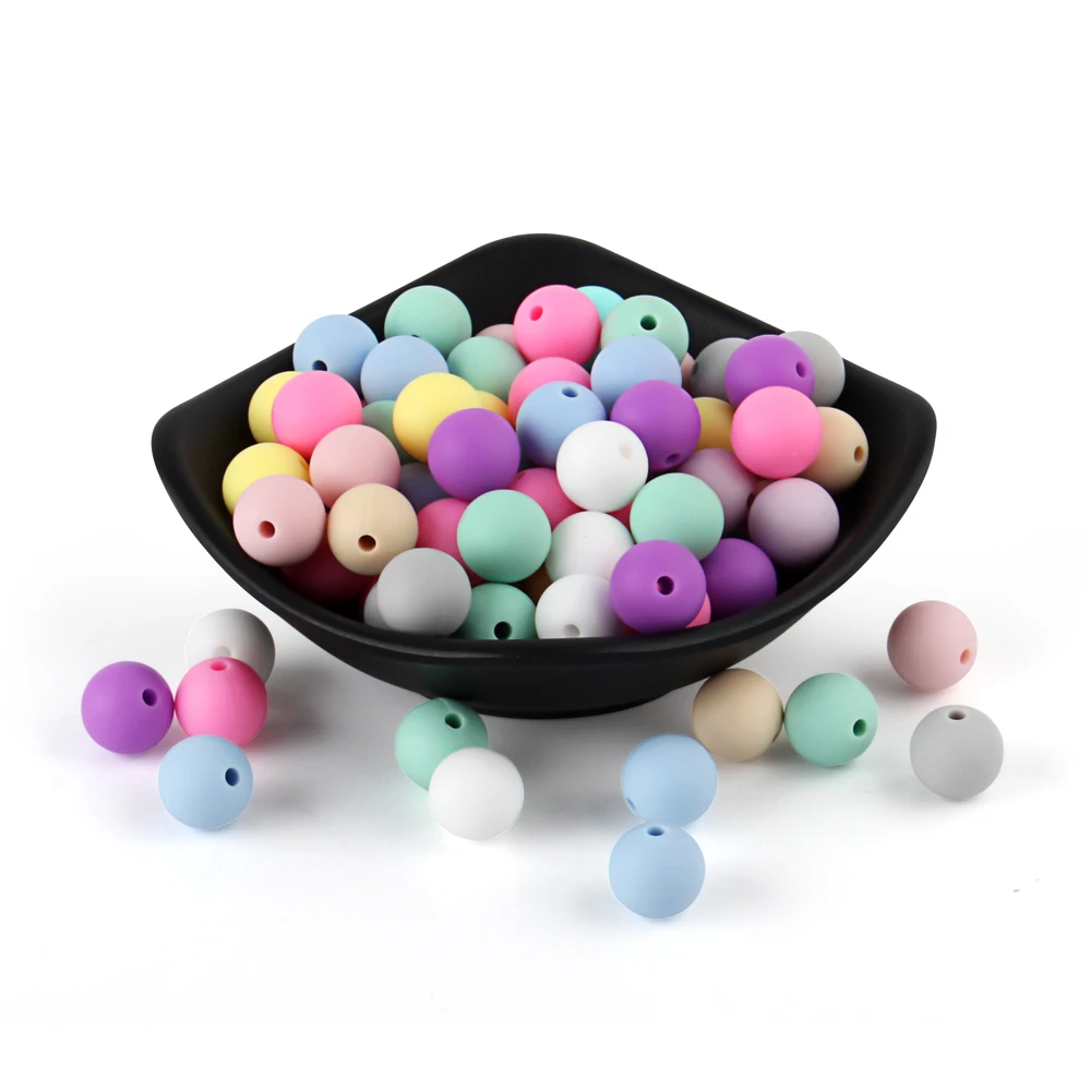 Perle 원형 실리콘 비즈,  젖니 액세서리, 씹을 수 있는  젖니, Bpa 프리,  수유 비즈, 50PCs, 12mm