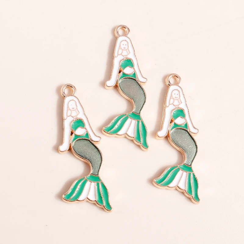 20 Stück süße Meereslebewesen Charms Emaille Meerjungfrau Delphin Seestern Charms Anhänger für Schmuckherstellung Halskette Ohrringe DIY Zubehör – Detail 3