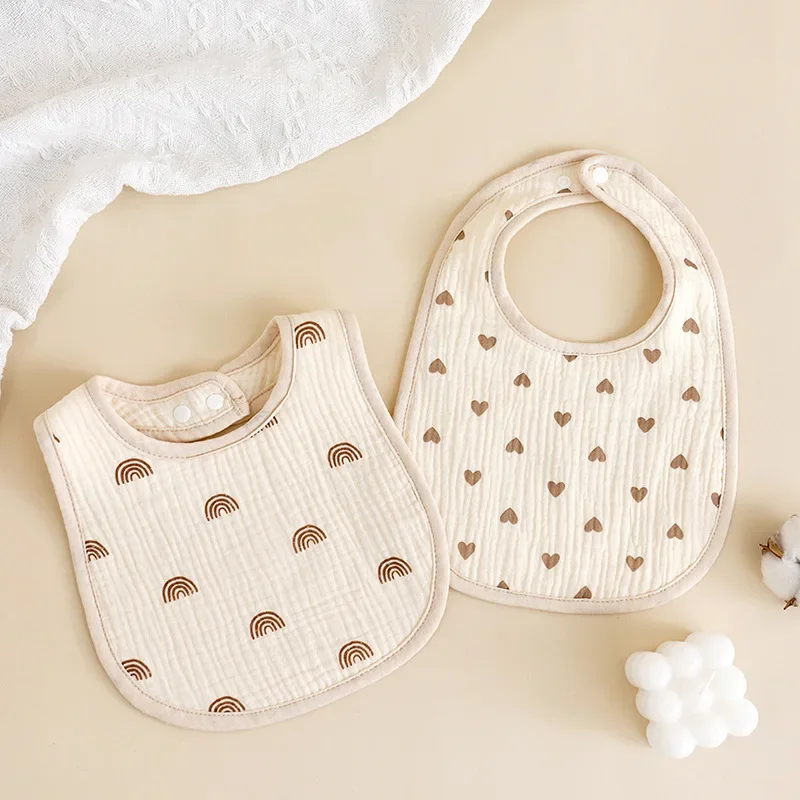 Cute Cartoon Newborn Baby Bibs for Boys Girls Sweet Cotton Gauze Bunny Bear Fruit Saliva Towel for Toddler Infant Burp Cloths