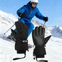 Winter Ski Gloves Heated Gloves Waterproof Thermal Motorcycle Men’s Gloves Snowboard Fleece-lined Black Gloves Ski Accessories