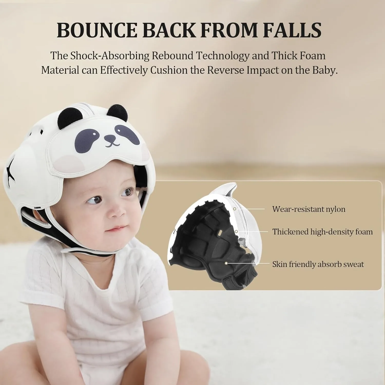 Mambobaby Guard Hat Panda Safe Anti-Shock Baby Helmet Toddler Head Protector Infant Headgear Learn Crawl Walk for Bump Fall 2
