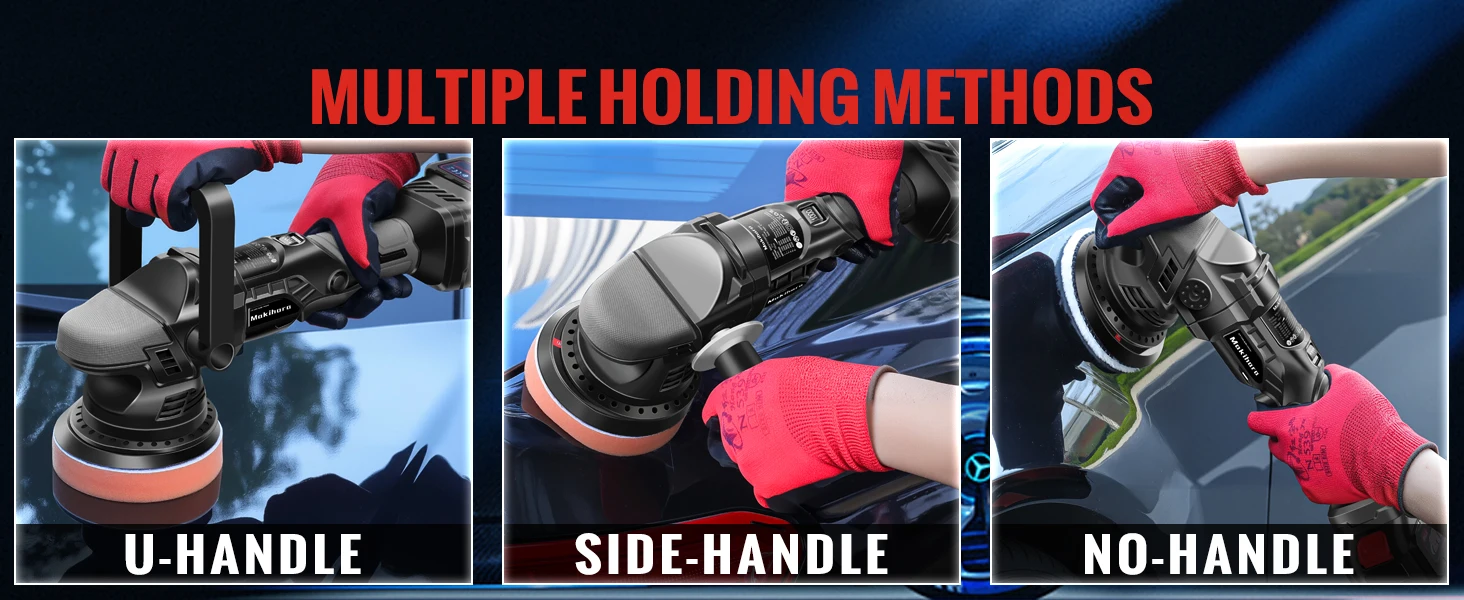 Cordless Buffer Polisher 5 Inch Random Orbital Car Polisher Waxer 6 Variable Spe