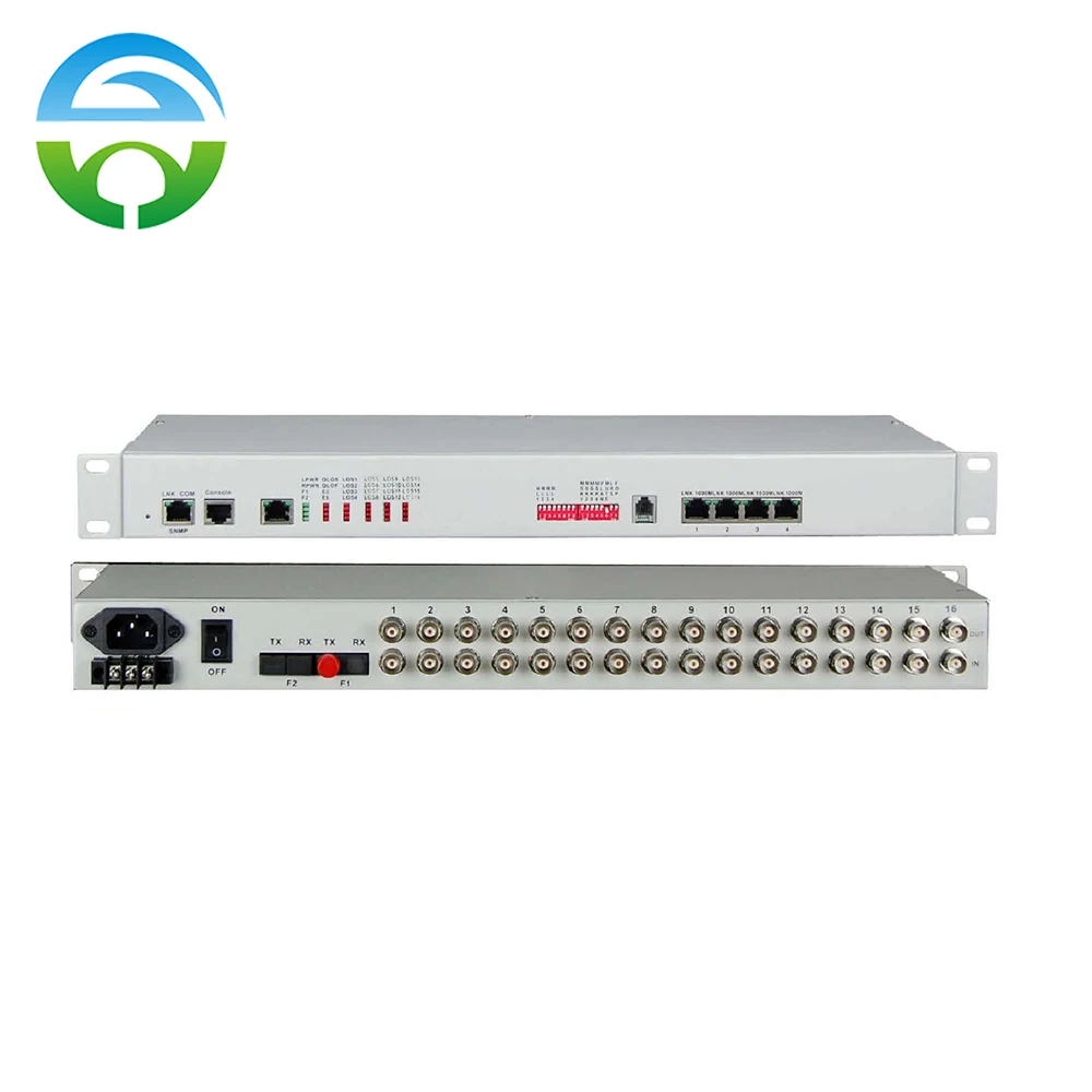 Convertitore Di Mezzi Della Fibra 16E1 + 4Ge Pdh Fibra Multiplexer Singola Fibra Sc Porta Con Snmp