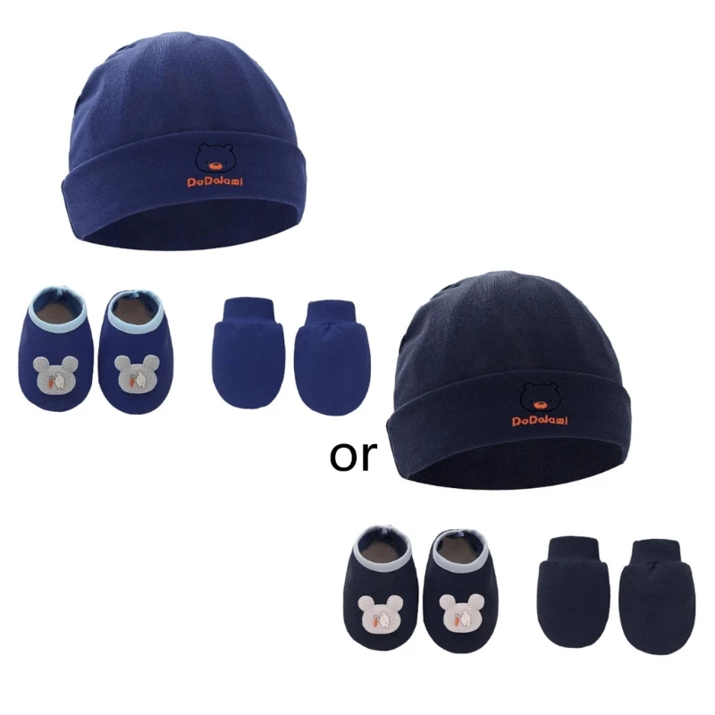 

1 комплект, детские перчатки против царапин, шапка, набор чехлов для ног, мягкий хлопок, варежки без царапин для новорожденных,