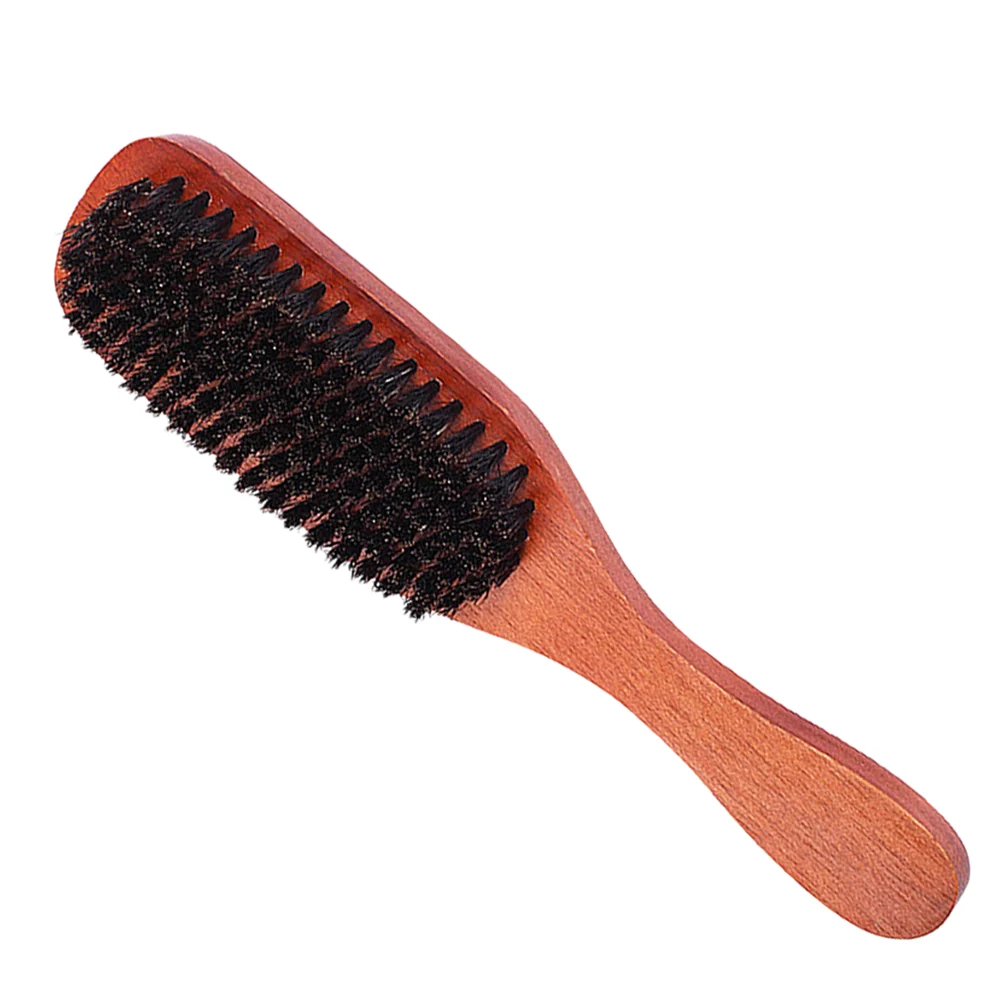 

1pc Bristle Hair Brush Wooden Handle Hairstyling Comb Practical Hairbrush Hair Beauty Tool (Black Dark Red)