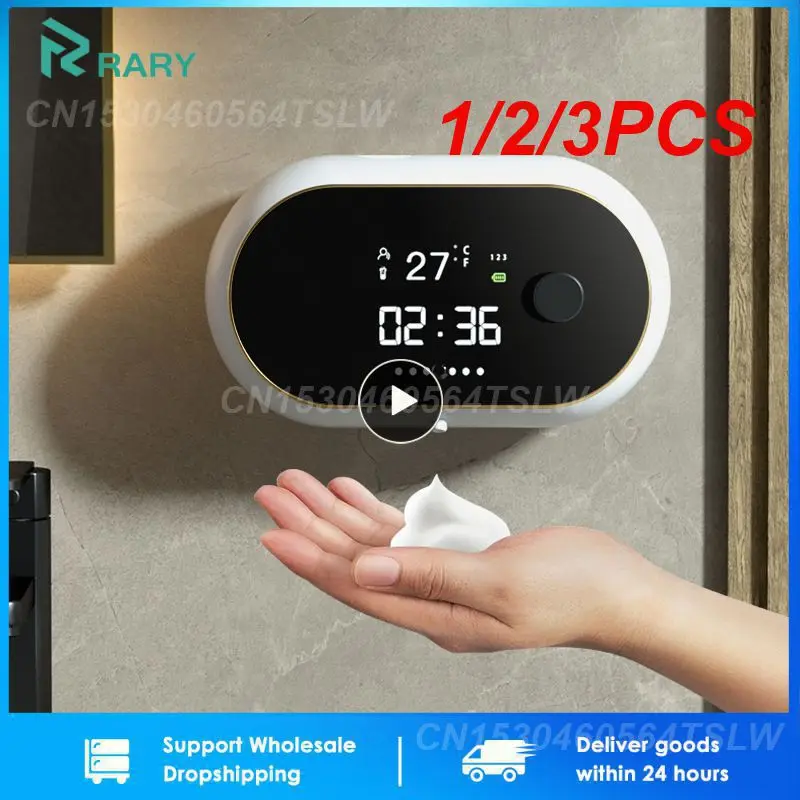 

1/2/3PCS Wall Mount Foam Soap Dispenser Touchless Automatic Hand Sanitizer Rechargeable Time Temperature Digital Bathroom Supply