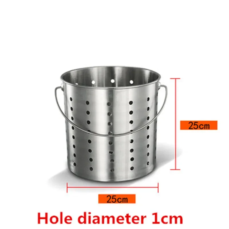 Chef cookware set big cooking pot barrel Stainless steel hole bucket meat leakage frying bucket Drain filter portable bucket