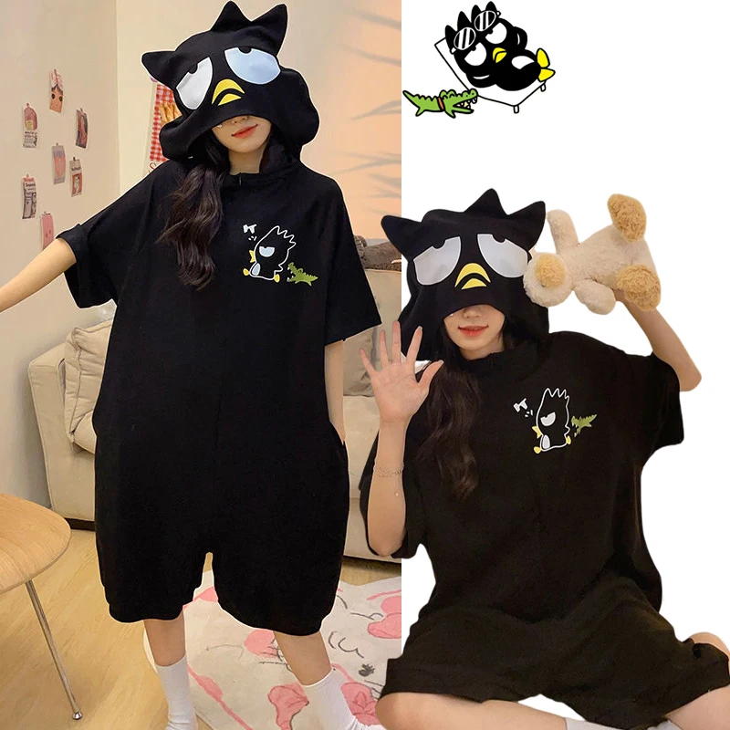 

Sanrio Kawaii Anime Peripherals Bad Badtz Maru Hooded One-Piece Home Clothes Autumn Girls Y2K Cosplay Pajamas Halloween Gifts