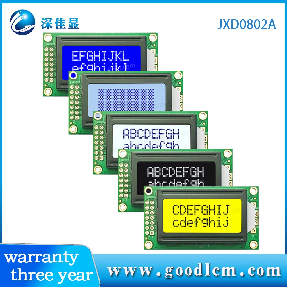 8 CHARACTERS*2 LINES BUILT IN CONTROLLER SPLC780D OR KS0066 0802lcd display module  STN gray screen blue character