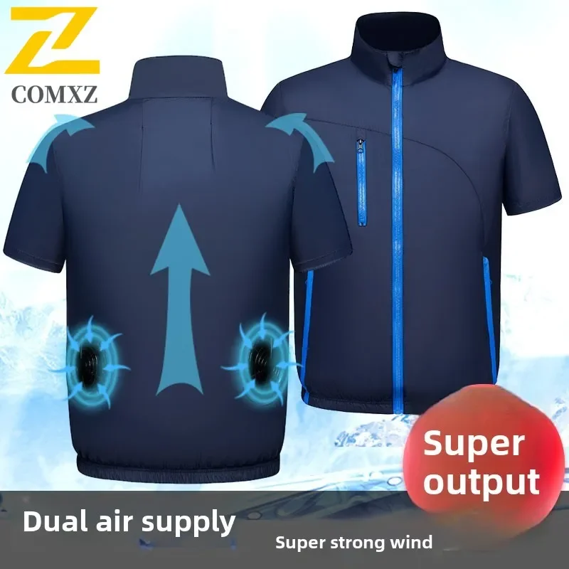 Mens Womens Summer Cooling Vest with Fan Lightweight Breathable Work Jacket Outdoor Construction Safety Air Conditioner Clothing