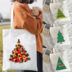 Canvas Bag Tote Bag Christmas Tree Shopping Bags Women's Reusable Summer Beach Shopper Cloth Designer Handbags Woman Printed Sac