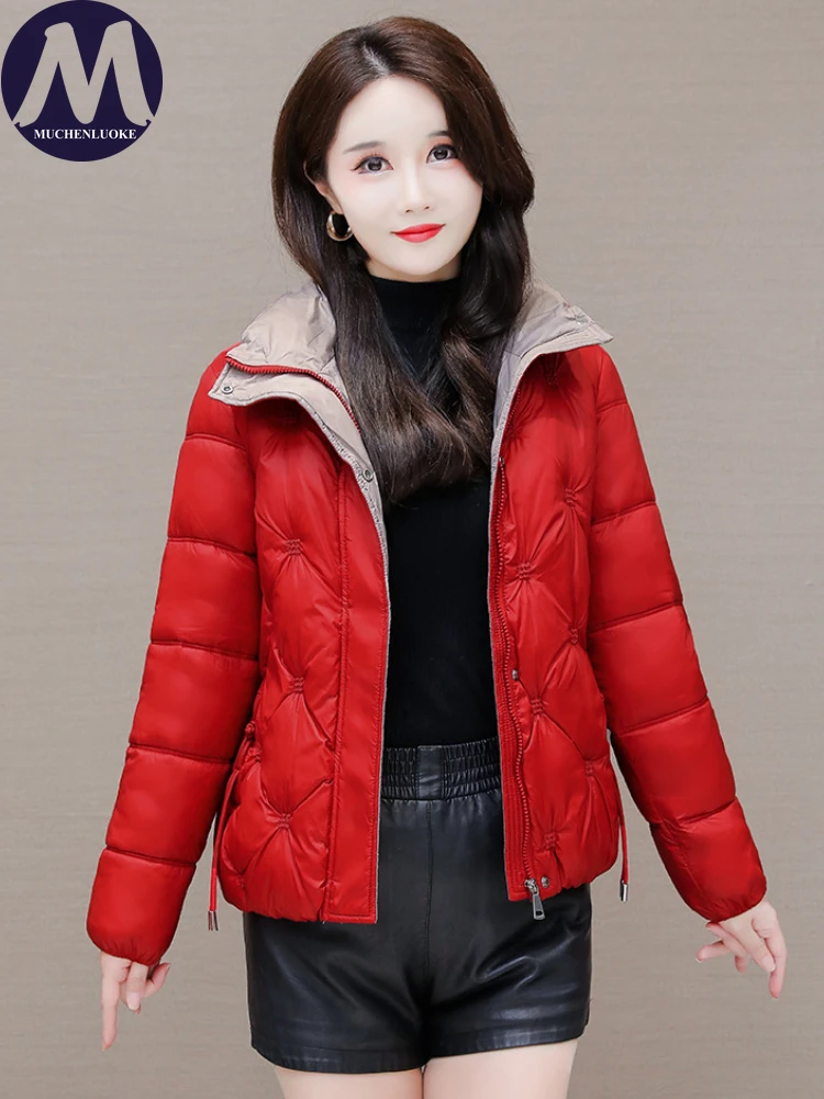 

Jackets for Women Winter New Casual Long Sleeve Stand Collar Thickening Short Parkas Korean Fashion Loose Women's Warm Coats