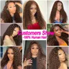 13x4 Hd Chocolate Brown Deep Wave Lace Front Wig Glueless Curly Lace Frontal Human Hair Wigs Pre Plucked Colored Wig For Women 4