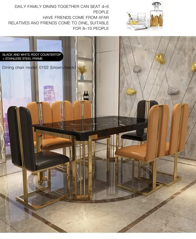 Description Picture 4 of itemNordic Light Luxury Marble Dinning Table New Modern Simple Rectangular Dinner Dining Table Mesa Plegable Kitchen Furniture