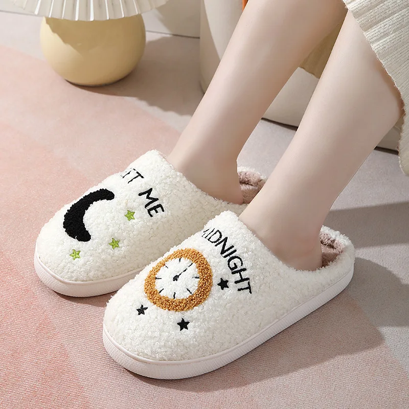 Warm Winter House Slippers Short Plush for Girl Women Cute Fluffy Soft Bedroom Home Ladies Cotton Shoes images - 6