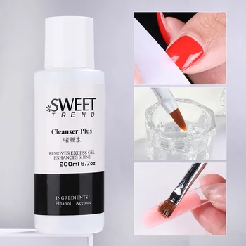 200ml Sgrassatore per unghie Superficie liquida Strato appiccicoso Gel Polish Rimozione in eccesso Acetone Estensione delle unghie Detergente ausiliario per unghie Plus 1