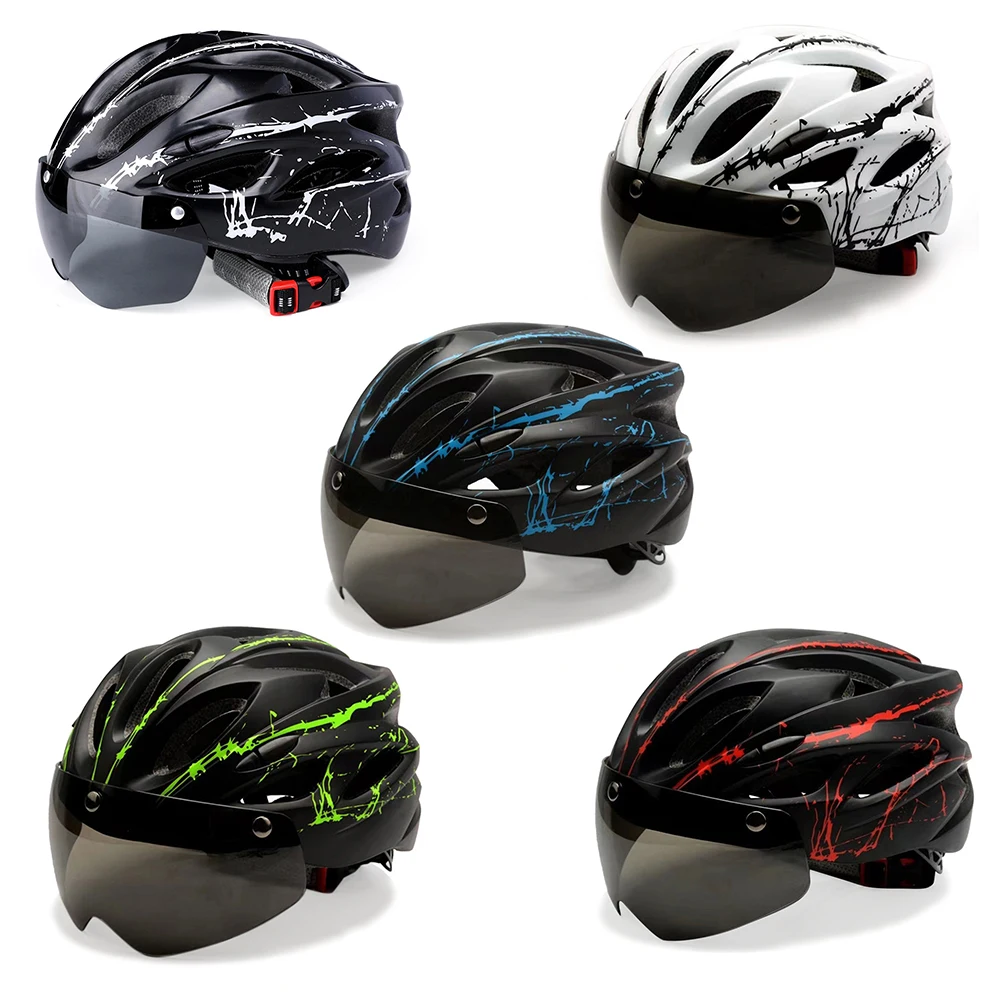 

2023 New Bicycle Helmet Breathable Cycling Helmet Men Women Removable Goggles Lens MTB Road Bike Accessories