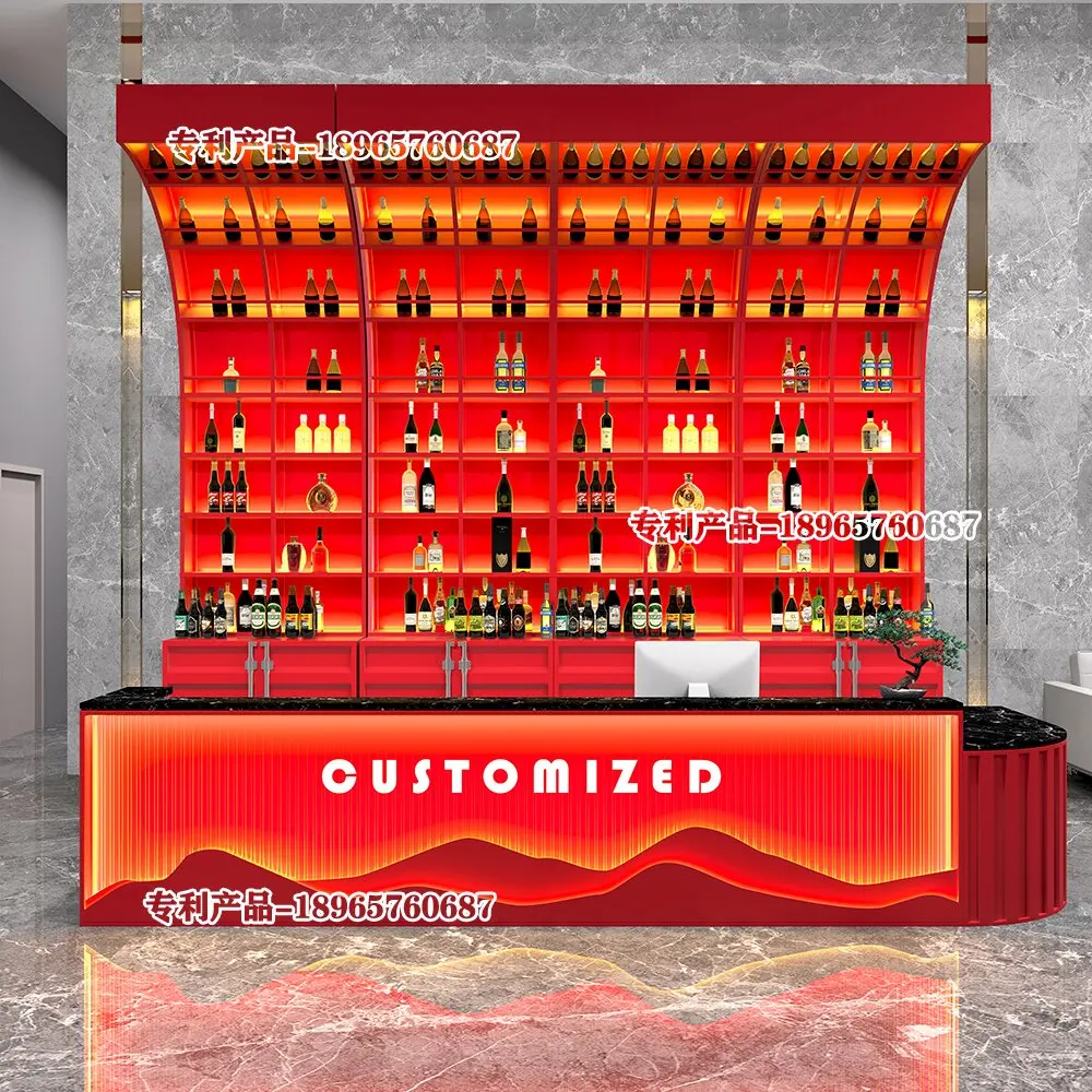 Arc Shaped Wine Rack, Bar Counter, Wine Cabinet Against The Wall, Industrial Style Display Rack, Cashier Counter