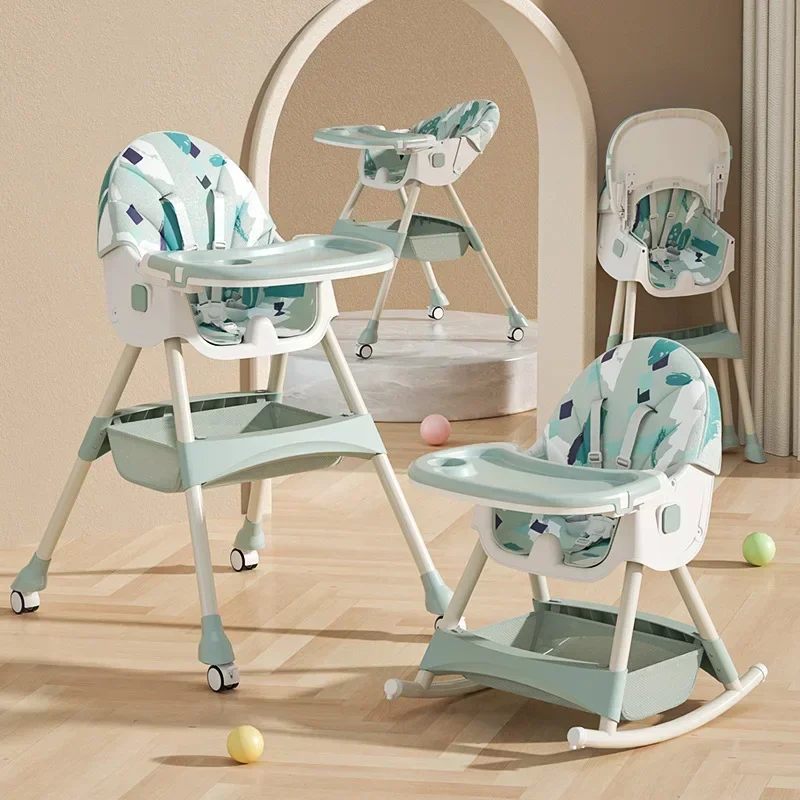 Baby Dining Chair Adjustable Children's Dining Chair Rocking Double-layer Household Reclining