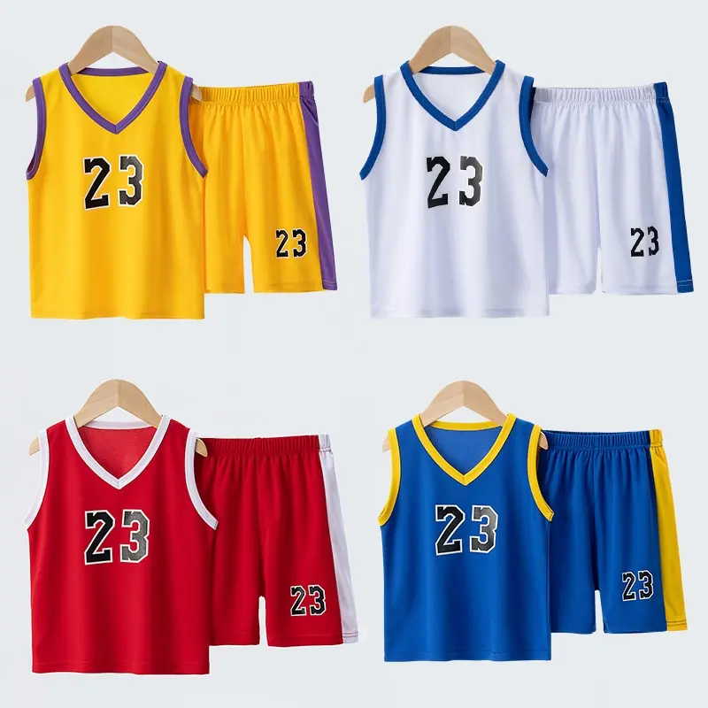 Tuta da corsa per ragazzi, casual, ad asciugatura rapida, per ragazzi e ragazze, maglietta estiva e pantaloncini, set di due pezzi, maglia per bambini, Blu, 3-4 Anni